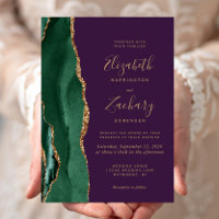 Mariage Émeraude Vert Or Agate Violet Chic
