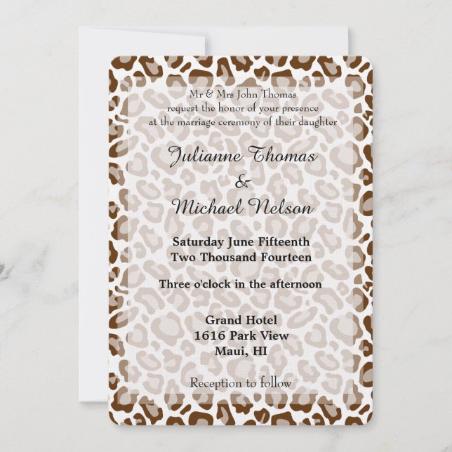 Invitation Mariage Empreinte de léopard Brown (Devant)
