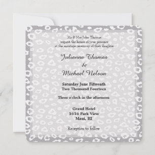 Invitation Mariage Empreinte de léopard gris et blanc