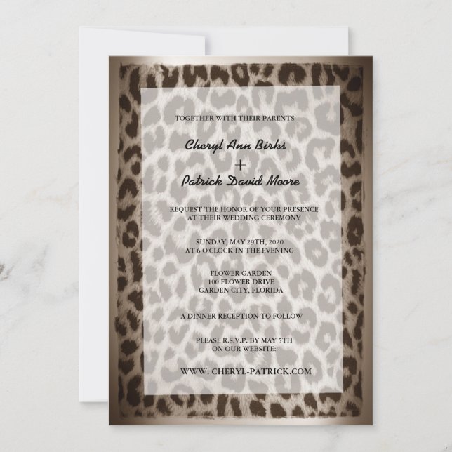Invitation Mariage Empreinte de léopard moderne et élégant (Devant)