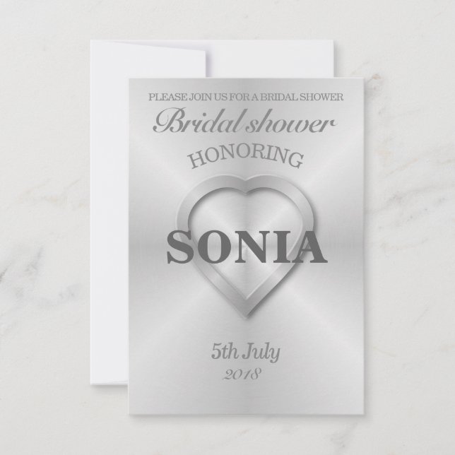 Invitation Mariage en acier inoxydable brossé (Devant)