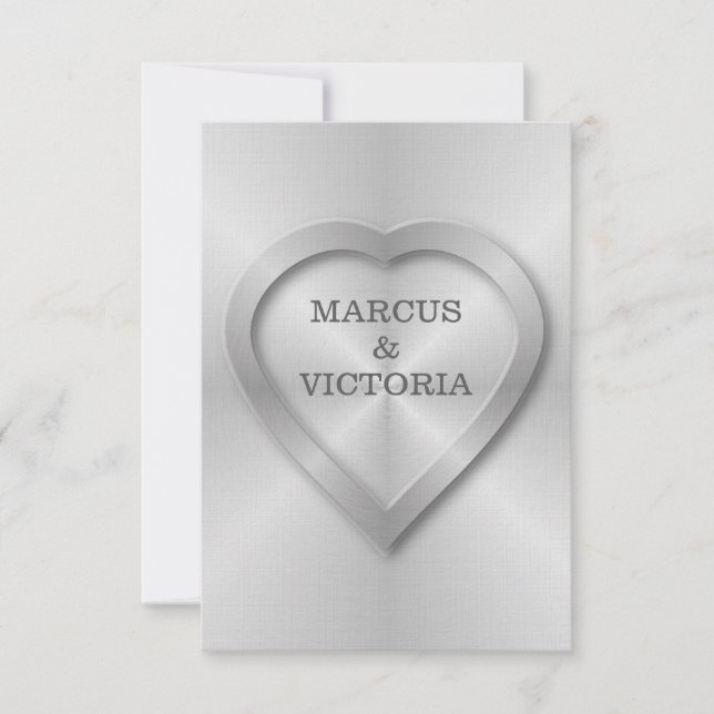 Invitation Mariage en acier inoxydable brossé (Devant)