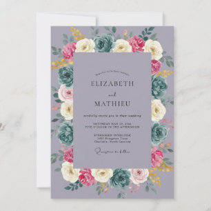 Invitation Mariage en Acier Rose Douce Ranunculus Eucalyptus