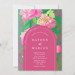 Invitation Mariage en arc rose de peinture végétale