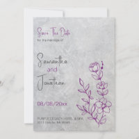 Mariage en béton gris et violet Enregistrer la dat