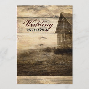 Invitation Mariage en bois de grange de grange rustique de