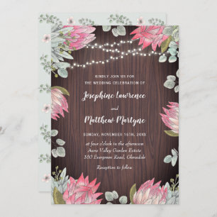 Invitation Mariage en bois de la florale de Protea