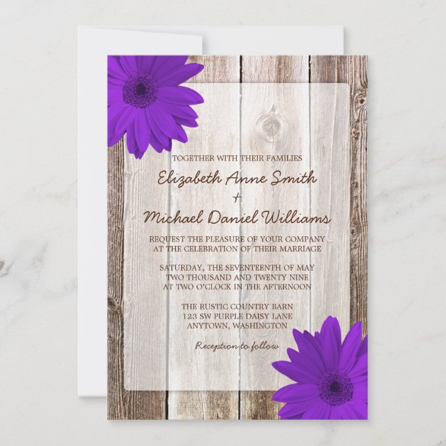 Invitation Mariage en bois de la grange rousse (Devant)
