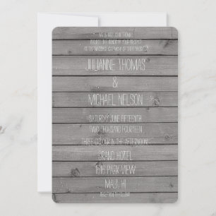 Invitation Mariage en bois gris rustique