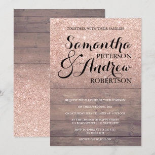 Invitation Mariage en bois rustique de faux de parties
