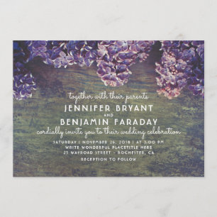 Invitation Mariage en bois rustique de floraison de branches