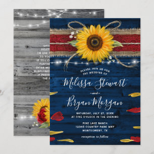 Invitation Mariage en bois rustique gris rose de marine