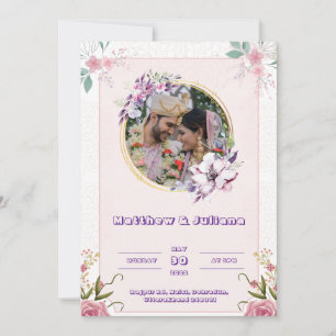 Invitation Mariage en couleur rose message d'invitation