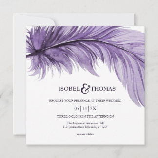 Invitation Mariage en cuir de Boho violet moderne