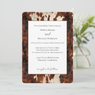 Invitation Mariage en cuir de vache couleur crème marron west