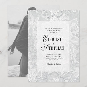 Invitation Mariage en dentelle blanche élégante