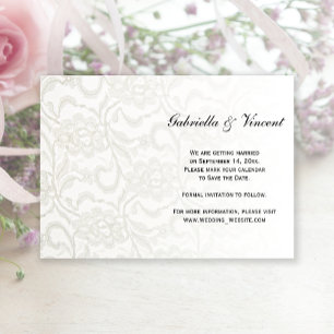 Invitation Mariage en dentelle blanche Enregistrer la date Fa