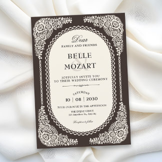 Invitation Mariage en dentelle victorienne de romance sombre