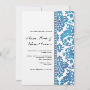 Invitation Mariage en dentelle Vintage bleu