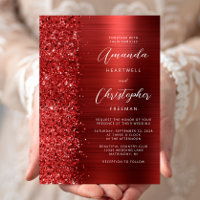 Mariage en écriture métallique rouge pailletée