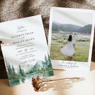 Invitation Mariage en extérieur avec fond boisé de Mountain L