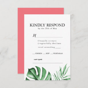 Invitation Mariage en feuille de palme tropicale RSVP avec en