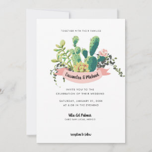 Invitation Mariage en fleur de Cactus du désert