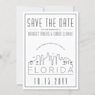 Invitation Mariage en Floride   Date à retenir avec silhouett