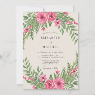 Invitation Mariage en forêt de bois aux tons roses