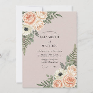 Invitation Mariage en forêt de bois poli Rose Poussiéreux
