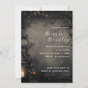 Invitation Mariage en forêt enchantée gris foncé