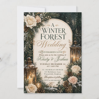 Invitation Mariage en forêt hivernale