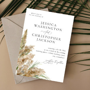 Invitation Mariage en herbe de la plage Boho Pampas