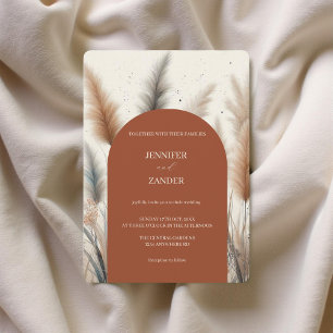 Invitation Mariage en laiton de Pampas de Bohême moderne