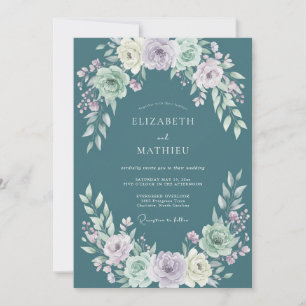 Invitation Mariage en lavande acier Ranunculus Eucalyptus dou