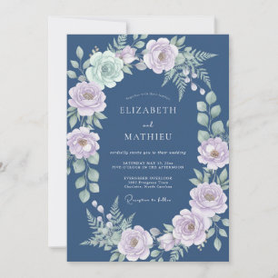 Invitation Mariage en lavande d'acier Ranunculus Eucalyptus