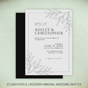 Invitation Mariage en ligne moderne Smokey Black Foliing