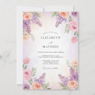 Invitation Mariage en Lilas Glycine Rougeur