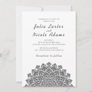 Invitation Mariage en mandala de lune croissante radieuse et