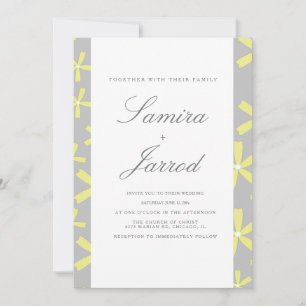 Invitation Mariage en marbre Abstrait simple jaune et gris