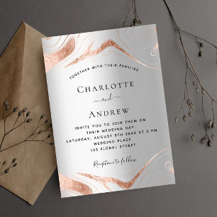 Invitation Mariage en marbre d'or rose argent