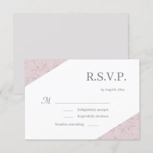 Invitation Mariage en marbre élégant blanc gris rose foncé RS