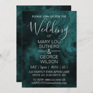 Invitation Mariage en marbre fumé Dark Aqua