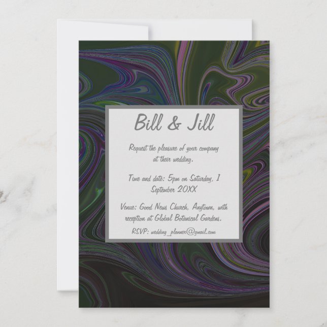 Invitation Mariage en marbre liquide (Devant)