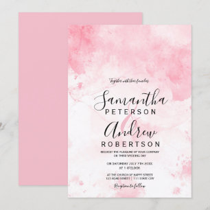 Invitation Mariage en pastel rose moderne de typographie