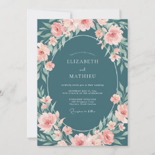 Invitation Mariage en Ranunculus Rose Acier et Eucalyptus