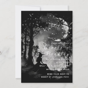 Invitation Mariage en silhouette de forêt noir et blanc