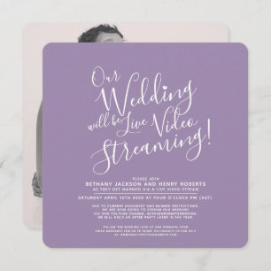 Invitation Mariage en streaming violet blanc