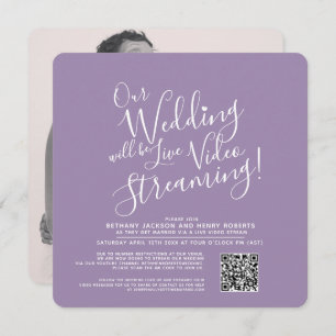 Invitation Mariage en streaming violet blanc