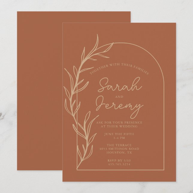 Invitation Mariage en terre cuite à arc de Bohême | (Devant / Derrière)